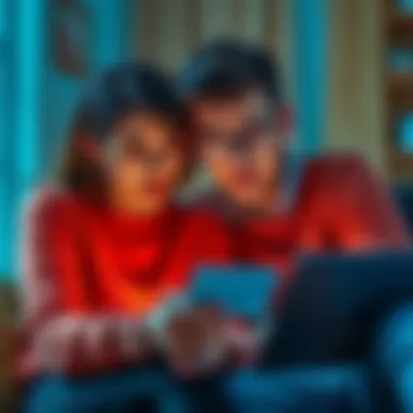 A worried couple checks their bank accounts on a laptop, discussing unauthorized attempts on their Revolut cards with expressions of concern.