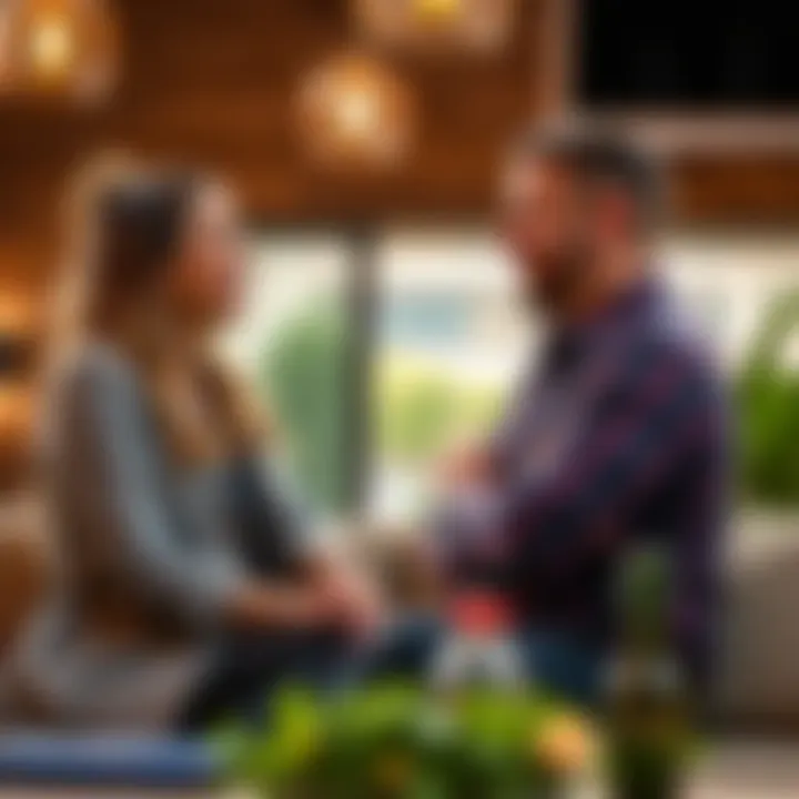 Couples from The Block Season 22 engage in a lively discussion about their progress and challenges, showcasing their emotions and teamwork.