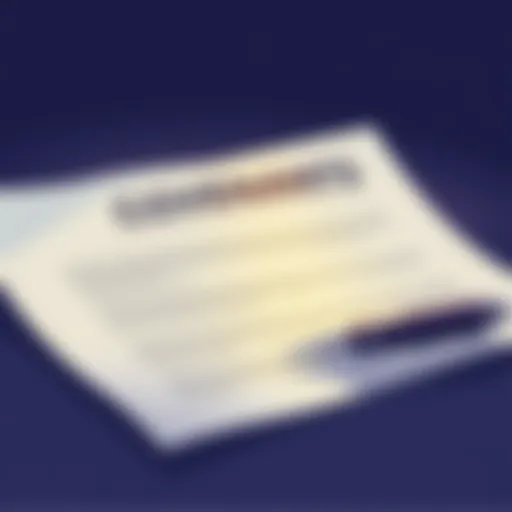 An illustration showing a legal document with a pen beside it, symbolizing the concept of covenants in legal agreements and property rights.