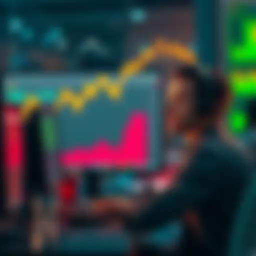 Graph showing CowSwap fees increasing sharply, with a worried trader in front of a computer screen looking frustrated.