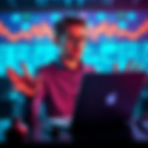 Craig explaining vibe coding with a laptop and digital graphics around him