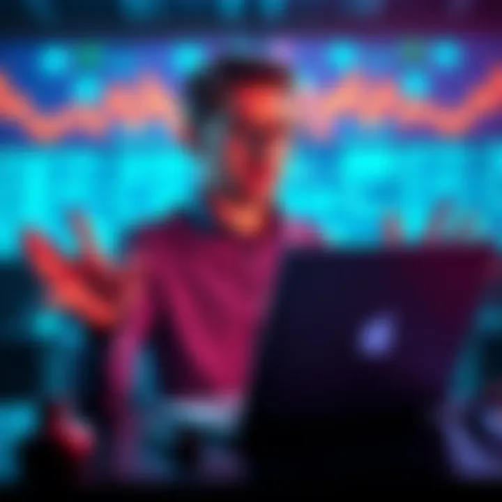 Craig explaining vibe coding with a laptop and digital graphics around him