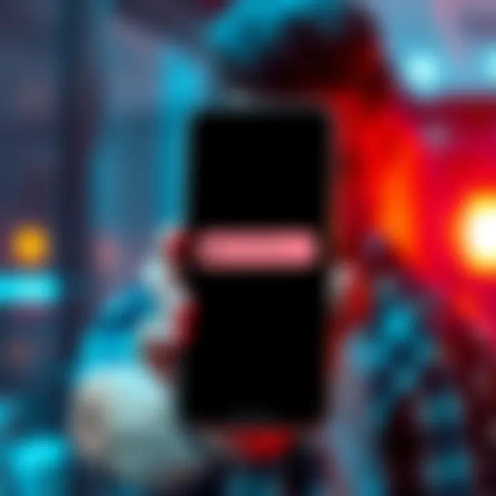 Crashing iOS App A smartphone displaying an error message after an app crash, with a frustrated user in the background.