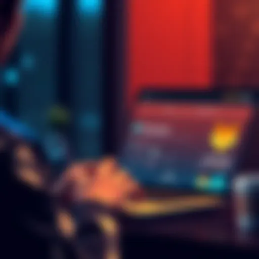 A person using a laptop to create a MetaMask wallet, showing a digital interface with wallet options and a fox logo.