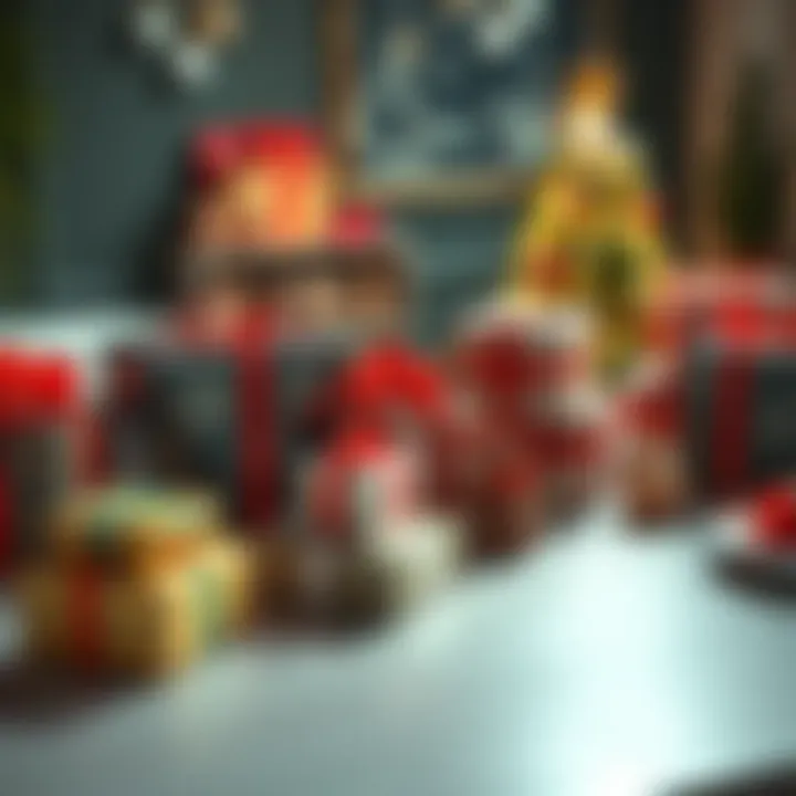 A variety of unique gift sets beautifully displayed on a table, showcasing imaginative packaging and themes.