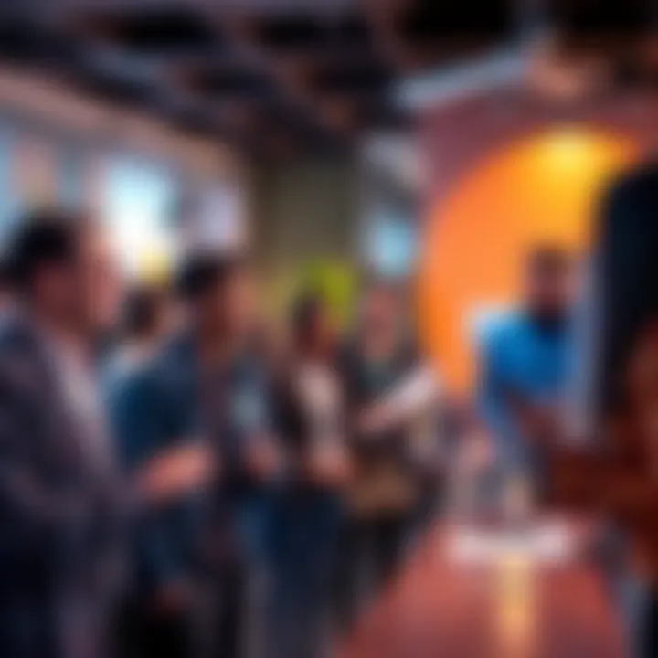 A group of diverse people sharing innovative project ideas in a collaborative setting