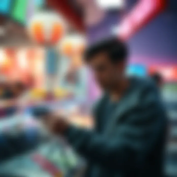 A worried person hesitating to hand over their credit card at a frozen yogurt shop
