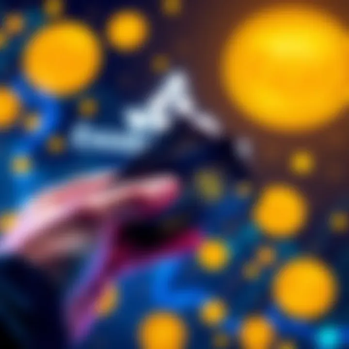 A person holding a credit card with Bitcoin symbols and the Exodus Wallet logo in the background.