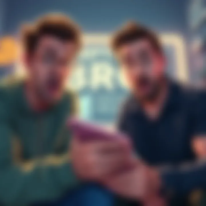 Two shocked crypto enthusiasts discussing Epstein's alleged role in Bitcoin's funding