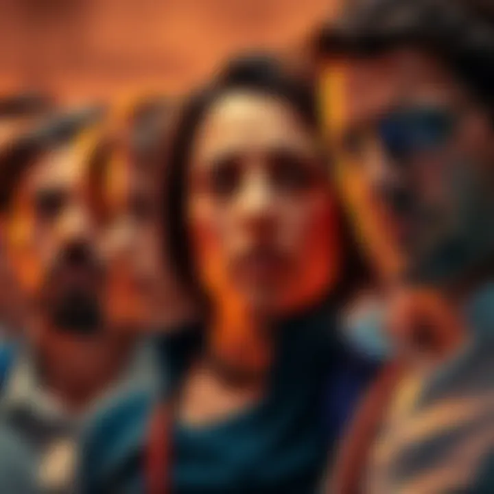 Group of cryptocurrency advocates facing backlash from critics, showing a mixture of concern and defiance in their expressions