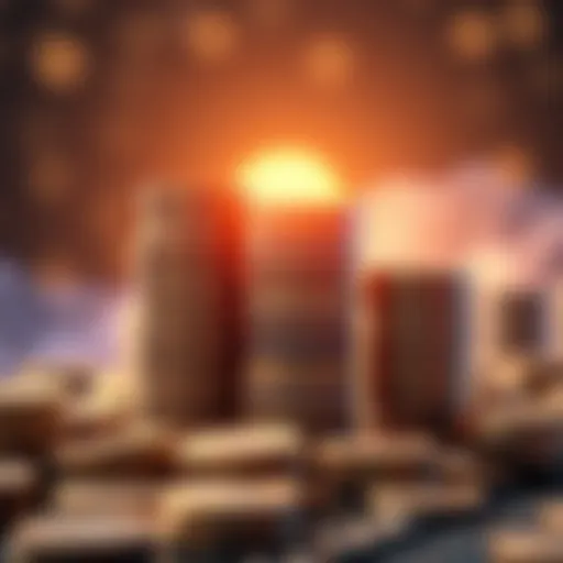 A visual of multiple CRO coins stacked high, representing a goal of accumulating 100,000 coins.