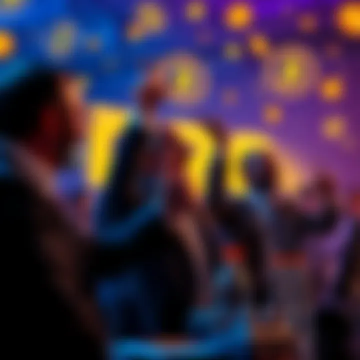 CRO executives celebrating the filing of the first ETF with the SEC, featuring cryptocurrency symbols in the background