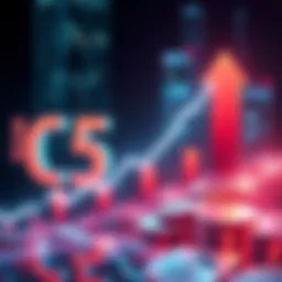 A graphical representation of CRO price rising towards a 50 cent mark with arrows indicating upward movement.