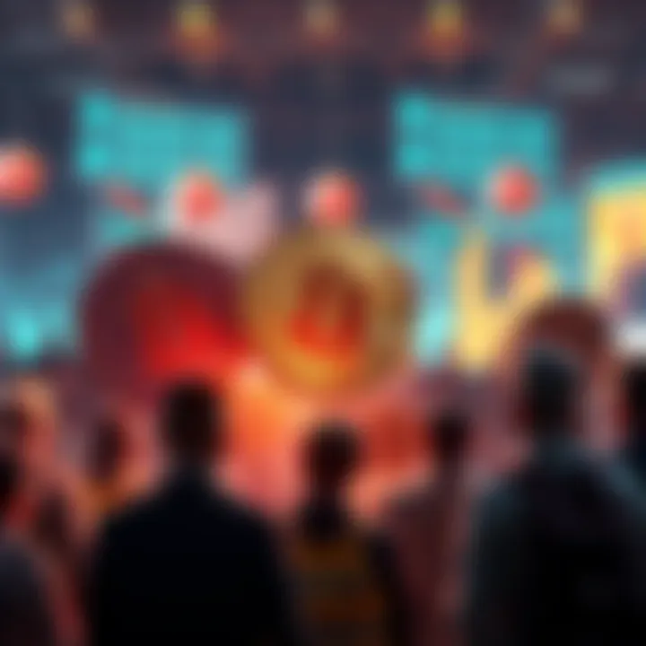 A visual representation of cryptocurrency tokens being minted with a backdrop of concerned investors looking on, symbolizing transparency issues in the crypto space.