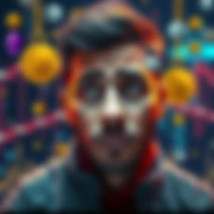 A person feeling anxious while transferring USDT between Ethereum and Solana, with digital currencies in the background.