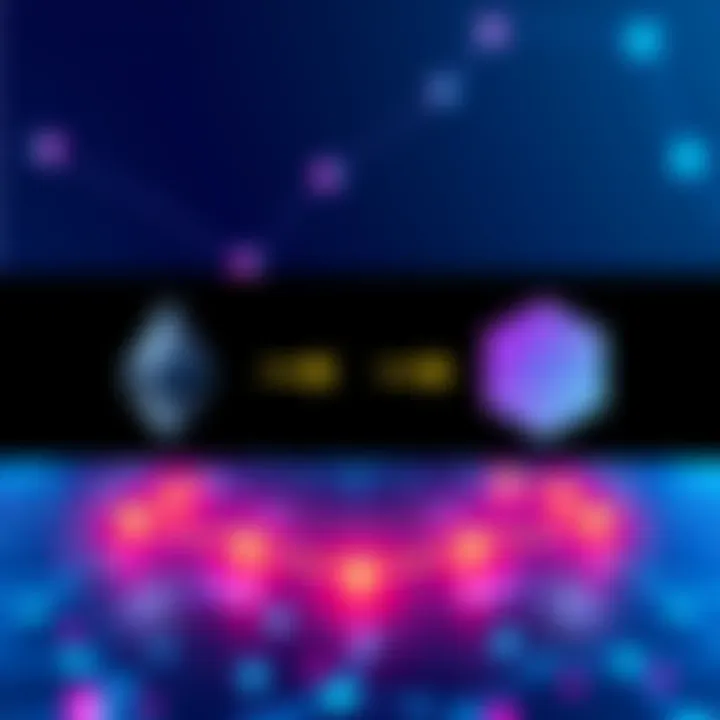 Illustration showing Ethereum and Solana logos connected by arrows, symbolizing cross-chain swaps and easy transactions.