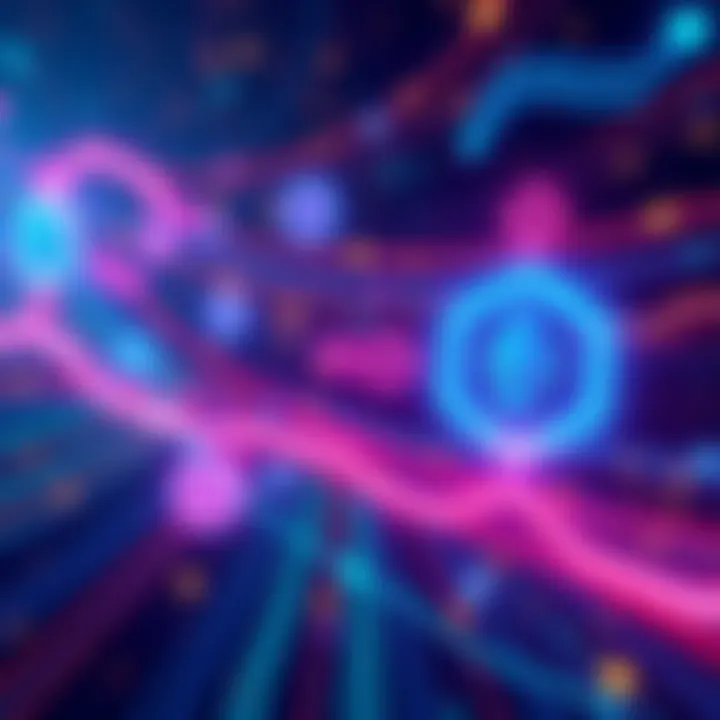 Illustration showing a digital representation of cross-chain swaps between Ethereum and Solana with arrows and icons for each blockchain