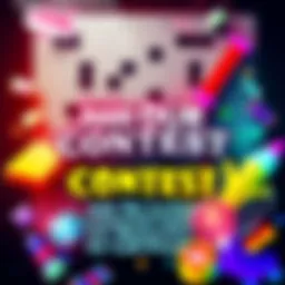 A colorful crossword puzzle with the text 'Join Our Contest!' displayed prominently, surrounded by visual elements representing cash prizes and fun. 