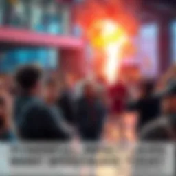 People expressing disbelief and discussing a surprising event in a public space