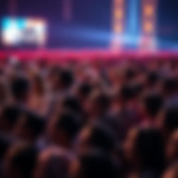 A large crowd gathered, eagerly waiting for a major event to begin, with excitement evident on their faces.