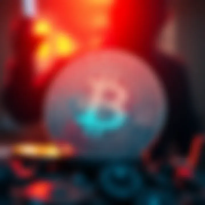 A digital representation of cryptocurrency with a shadowy figure in the background symbolizing hidden dangers