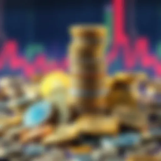A pile of various cryptocurrency coins representing stacking sats for investment