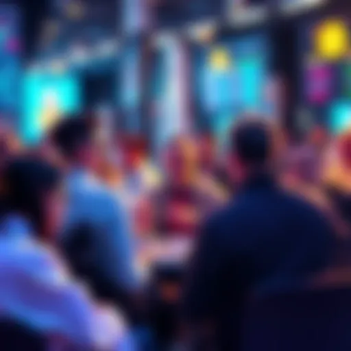 Group of people discussing cryptocurrency trends and trading tips in a casual setting