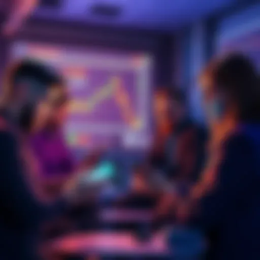A group of people discussing cryptocurrency and DeFi on their devices, showcasing charts and digital wallets