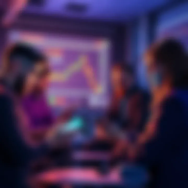 A group of people discussing cryptocurrency and DeFi on their devices, showcasing charts and digital wallets