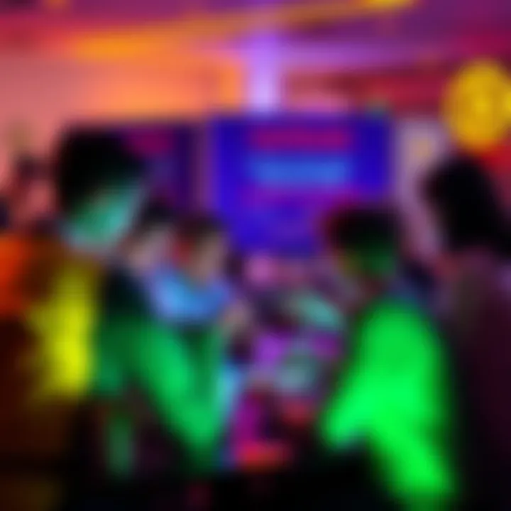 A group of people discussing cryptocurrency with laptops and tablets, highlighting caution against scams, in a collaborative environment.