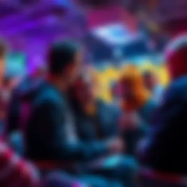 A group of diverse crypto enthusiasts engaging in vibrant discussions, showcasing their passion for digital currencies.