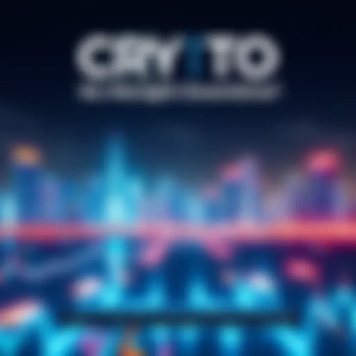 A night skyline representing the evolution of cryptocurrency trading with digital graphs and currency symbols