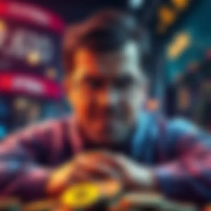 A graphic representation of a frustrated investor facing hidden fees in crypto trading, with visuals of coins and fee-related symbols.