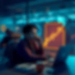 Individual sitting at a desk with a laptop, looking contemplative about cryptocurrency investments