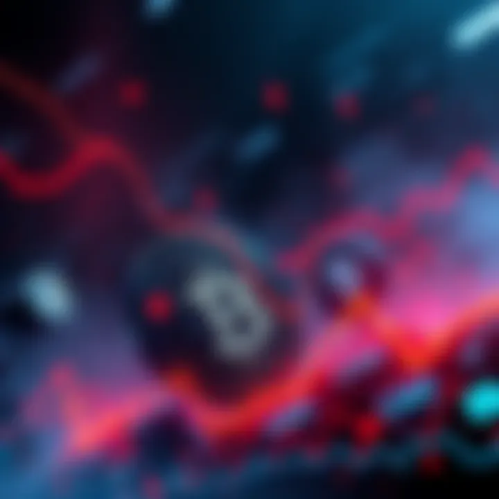 Visual representation of cryptocurrency market volatility with dramatic decline