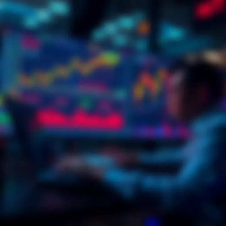 A person analyzing a crypto market chart with a laptop, highlighting key indicators for buying opportunities during liquidation events.