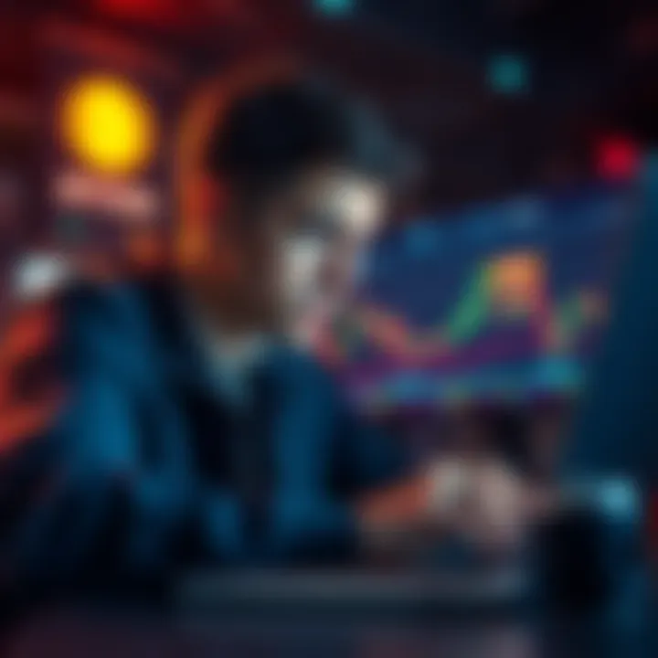 A person appears worried while examining a steep decline in cryptocurrency market charts on a laptop