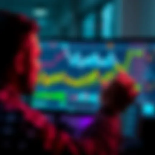 A person looking at charts and graphs on a computer screen, showing crypto market analysis