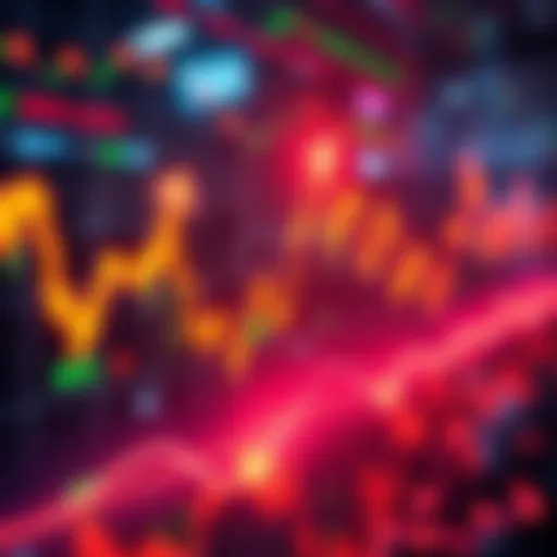 A graphic showing fluctuating crypto prices with arrows indicating potential drop or surge