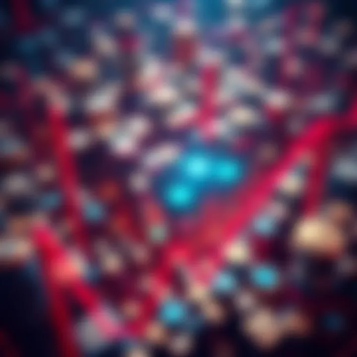 Navigating the Crypto Maze An abstract representation of cryptocurrency challenges, featuring a tangled network of coins and trading charts.