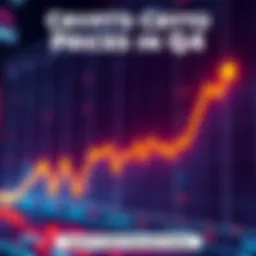 A graph showing declining cryptocurrency prices with a downward trend in Q4 of 2025, reflecting market struggles.