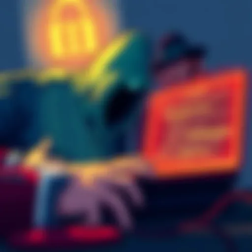 An illustration showing a hacker using Morse code on a computer to steal cryptocurrency from Grok.