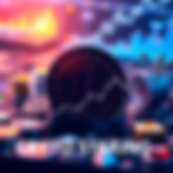 A visual representation of cryptocurrency staking, featuring icons of various cryptocurrencies and a graph showing potential returns.