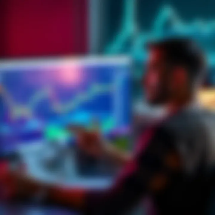 A worried investor looks at their computer screen displaying cryptocurrency charts and IRS tax documents, reflecting the stress of potential tax bills and access issues with Bitstamp.