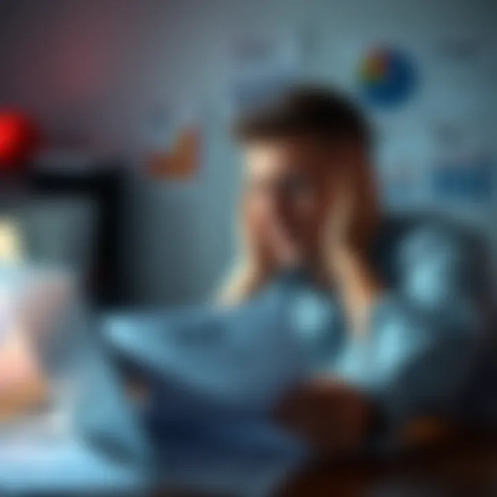 Person stressed over crypto taxes A person looking frustrated while surrounded by tax documents and a laptop showing cryptocurrency transactions