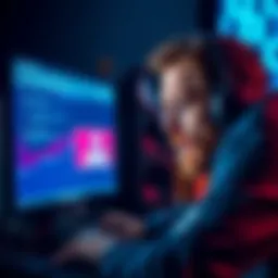 A concerned person looking at their computer screen showing a restricted cryptocurrency account alert