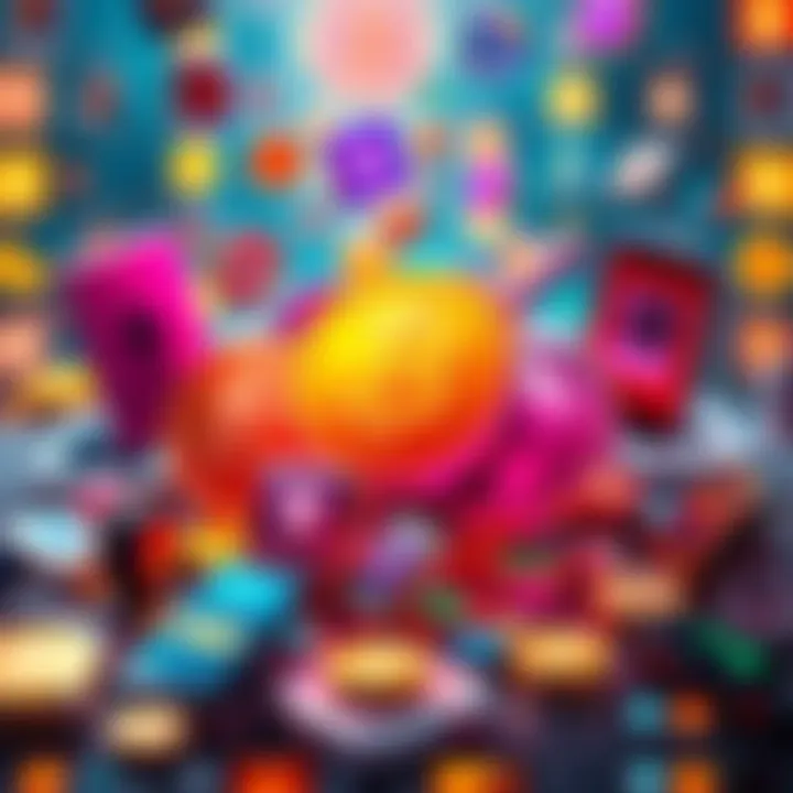 Crypto Ads Reinstated A colorful representation of cryptocurrency logos like Bitcoin and Ethereum with advertisements popping up around them, indicating the revival of crypto advertising.