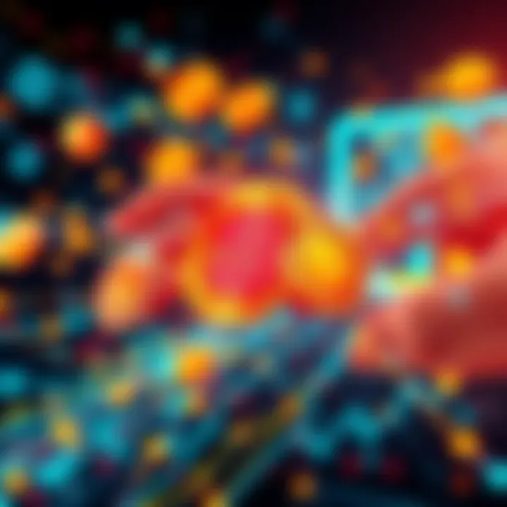 A visual representation of cryptocurrency symbols interacting with AI technology and traditional business elements, showing the potential for seamless transactions.
