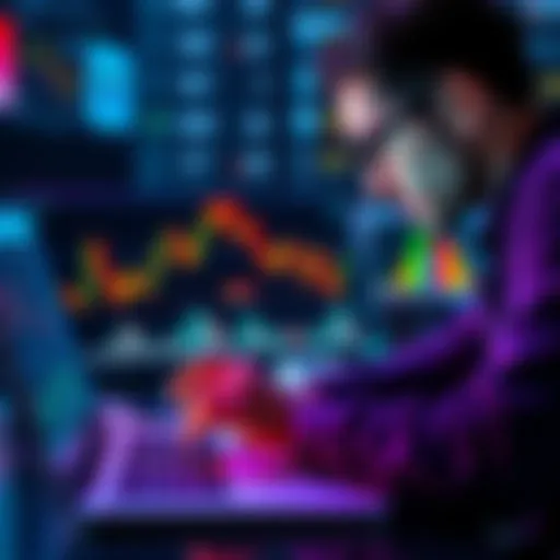 Individual looking at charts and graphs related to memecoins on a laptop