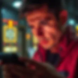 Individual showing signs of anxiety while checking a cryptocurrency app on a smartphone